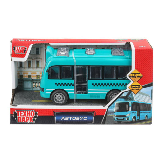 Машина пластик АВТОБУС 12 см, инерция, дверь Технопарк в кор.2*120шт