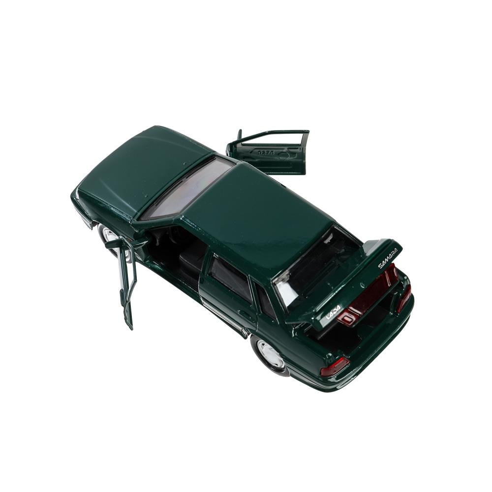 Машина металл ваз-2115 "самара" длина 12 см,двери,темно-зеленый,кор. Технопарк в кор.2*36шт