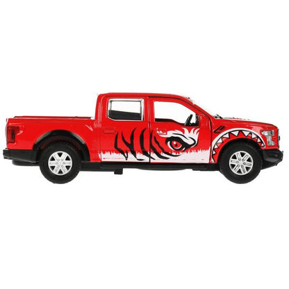 Machine en métal FORD F150 RAPTOR ХИЩНИКИ 12 см, двер, баг, инер, красный, kor. Parc technologique dans le cor.2*36шт