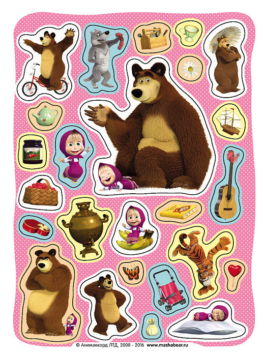 Маша и Медведь. 100 наклеек (зеленая)