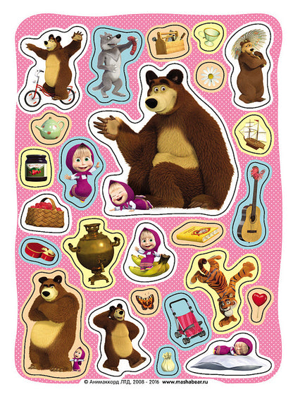 Маша и Медведь. 100 наклеек (зеленая)