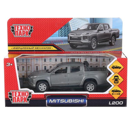 Технопарк. Модель "Mitsubishi L200 Pickup" матовый серый 13см, металл двери, багаж арт.L200-12FIL-GY