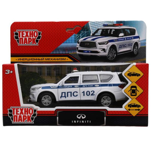 QX80-12POL-WH326501 Машина металл INFINITI QX80 ПОЛИЦИЯ, 12,5 см, двери, баг., инер, белый, кор. Тех