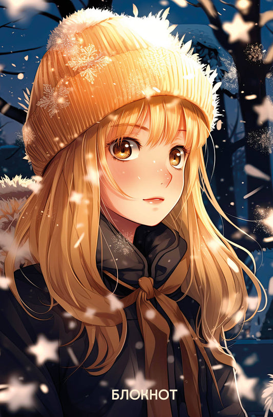 Anime. Новогодний блокнот (А5, 64 л., цветной блок, синий)
