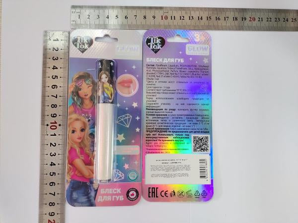 Косметика ДЛЯ ДЕВОЧЕК голографический блеск для губ, 3 мл, белый TIK TOK GIRL в кор.4*24шт