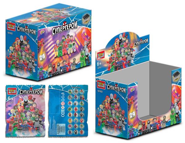Конструктор фигурки супергерои в пакетах. дисплей Город мастеров уп-24шт в кор.2*20уп