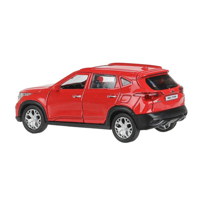 Машина металл KIA seltos длина 12 см, двери, багажник., инерц, красный, кор. Технопарк в кор.2*36шт