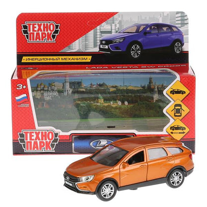 Машина металл LADA VESTA SW CROSS 12см, открыв. двери, инерц, золотой. в кор. Технопарк в кор.2*36шт