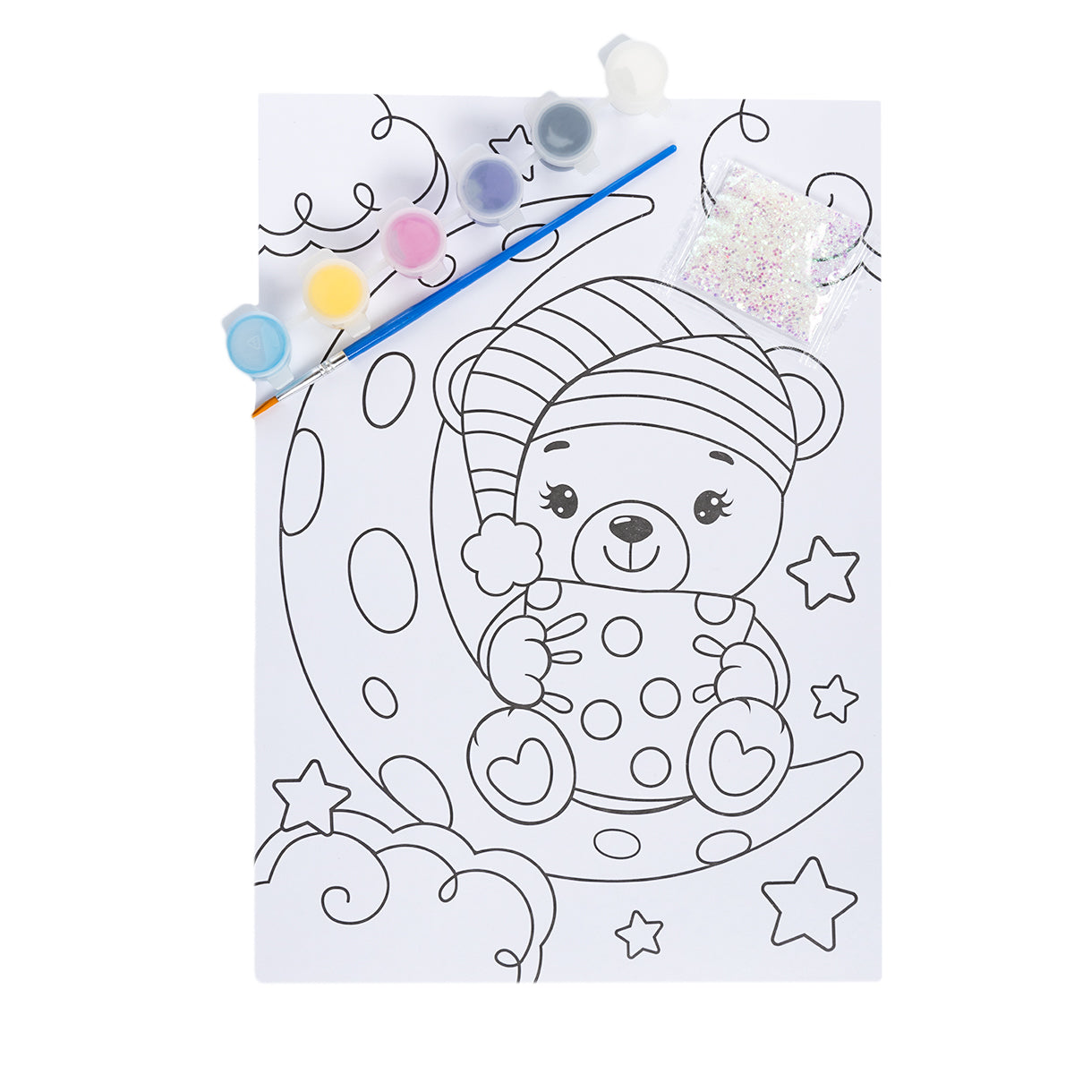 Набор для творчества. Раскраска с блестками "Мишка"