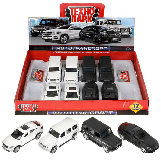 Машина металл MERCEDES-BENZ g-class/mercedes gle-coupe 12см, дв,баг, асс. Технопарк уп-12шт в кор6уп