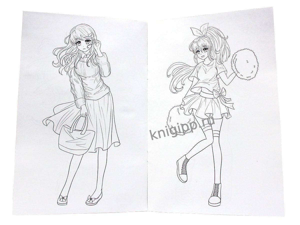 АНИМЕ-РАСКРАСКА. ДЕВОЧКИ АНИМЕ