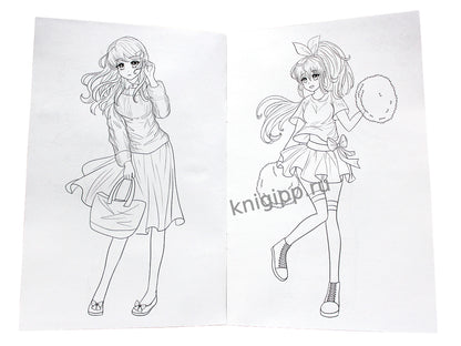 АНИМЕ-РАСКРАСКА. ДЕВОЧКИ АНИМЕ