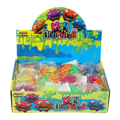 Игрушка мяч-попрыгун 7,5см светится, цвета в сборе, светодиод Супер Жим уп-12шт в кор.12уп