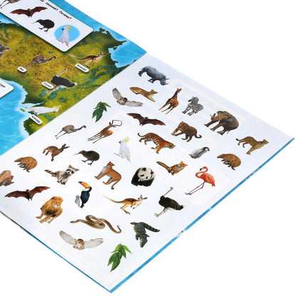 Животные. Атлас мира. Формат: 210х285мм. 8 стр. + 70 наклеек. Блок - мелованная 115г. Умка в кор50шт