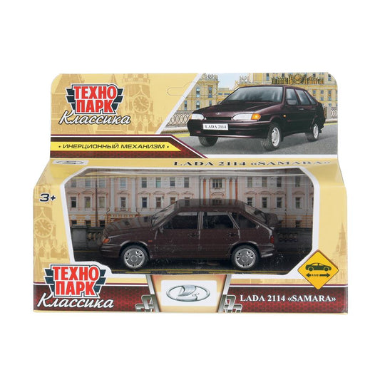 Машина металл LADA lada 2114 длина 10,5 см, инерц, бордовый перламутр, кор. Технопарк в кор.2*36шт