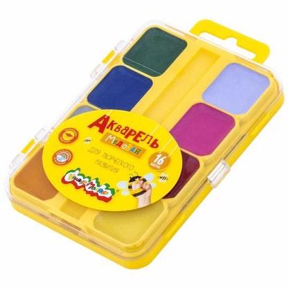 Акварель 16цв квадр. кювет без кист.,АМККМ16Е