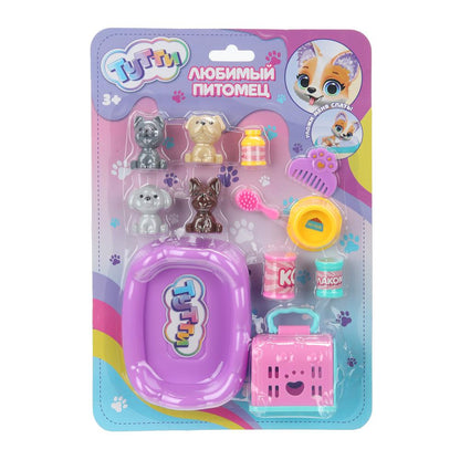 Игровой набор с аксессуарами и аксессуарами, пластиковый, (4 питомца и 8 акс) Тутти в кор.2*120шт