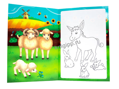 МНОГОРАЗОВАЯ ВОДНАЯ РАСКРАСКА С ЧЁРНЫМ КОНТУРОМ. ДОМАШНИЕ ЖИВОТНЫЕ