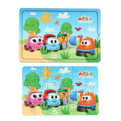 Игрушка деревянная пазл 28*19.5 см. Грузовичок Лева терм. пакет Буратино в кор.28шт