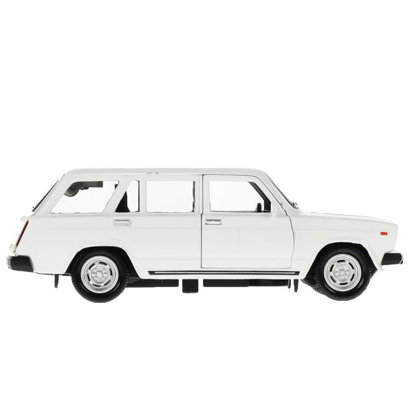 2104-12-WH 340048 Машина металл ВАЗ-2104 ЖИГУЛИ длина 12 см, двери, багаж, инерц, белый, кор. Техноп