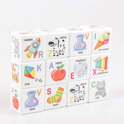 Кубики пластиковые "Кубики для умников. Английский алфавит" 12 шт (sans autocollants)