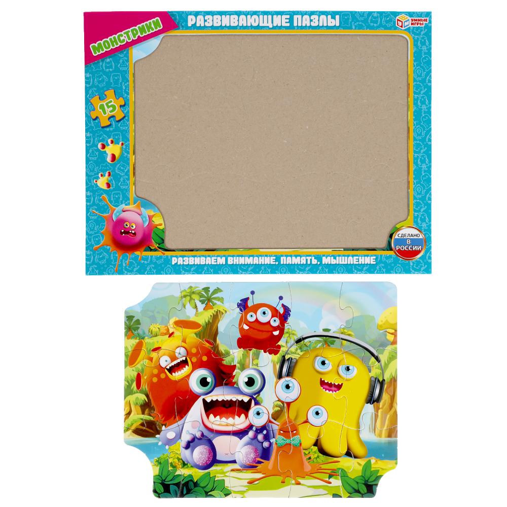 308417 Монстрики. Пазлы в рамке (15 дет.) Умные игры в кор.50шт