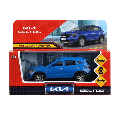 Машина металл KIA seltos длина 12 см, двери, багажник., инерц, синий, кор. Технопарк в кор.2*36шт