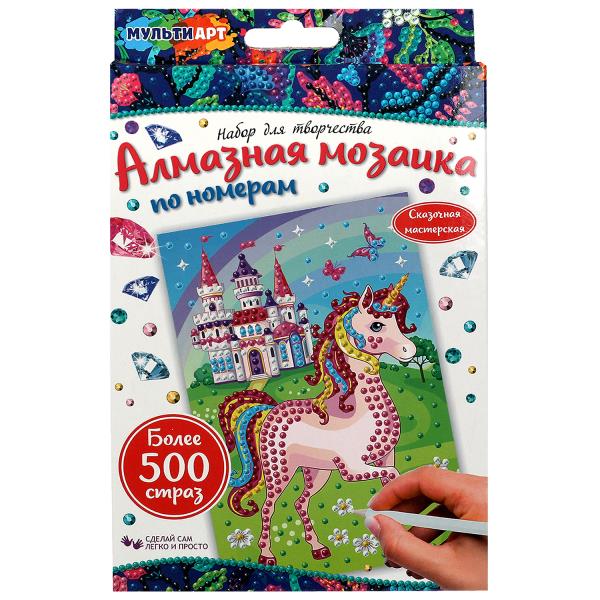 Наб д/тв-ва алмазная мозаика лошадка 10*15 см МУЛЬТИ АРТ в кор.50шт