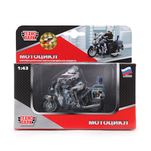 Модель металл МОТОЦИКЛ омон с фигуркой, 9 см, инерц., кор. Технопарк в кор.2*24шт