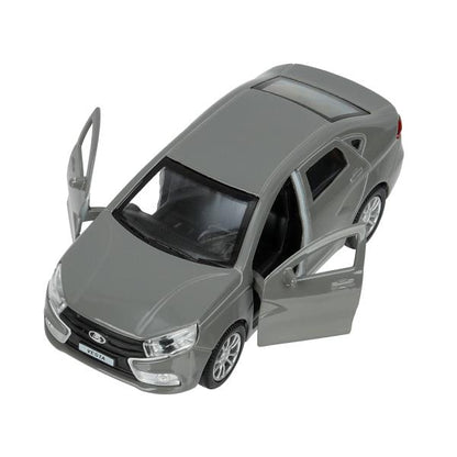 Машина металл LADA Vesta 11,5 см, двери, темно-серый, кор. Технопарк в кор.2*36шт