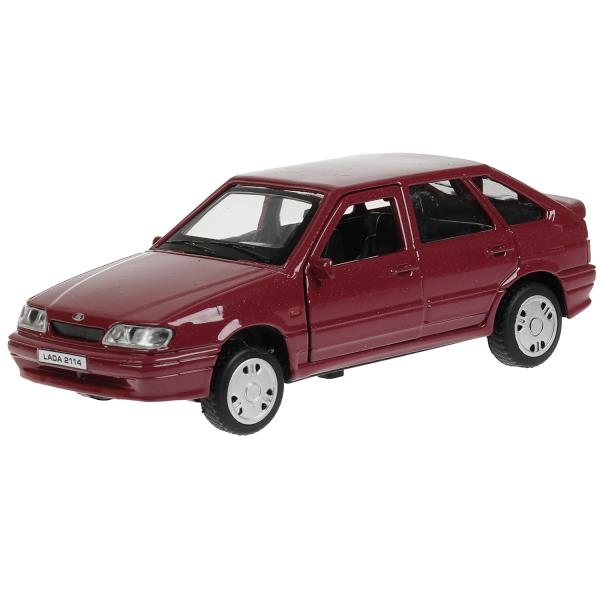 Машина металл LADA -2114 "САМАРА", 12 см, дверь, сумка, инерц, фиолетовый, кор. Технопарк в кор.2*36шт