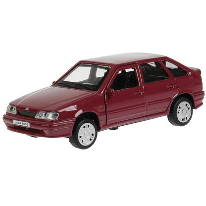 Машина металл LADA -2114 "САМАРА", 12 см, дверь, сумка, инерц, фиолетовый, кор. Технопарк в кор.2*36шт