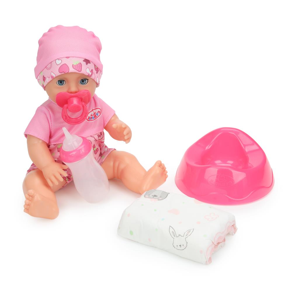 Пупс озвучка Шаинский музыка 25 см, пьет, пишет, закр. глазки, 4 акс КАРАПУЗ в кор.24шт