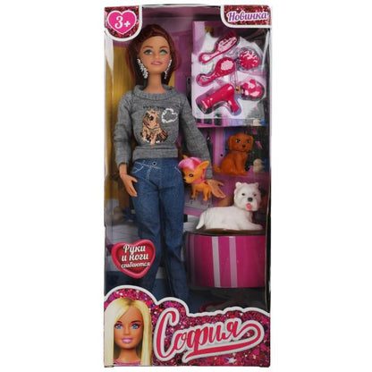 Кукла 29 см София с питомцами, с акс, руки и ноги сгибаются в кор КАРАПУЗ в кор.24шт