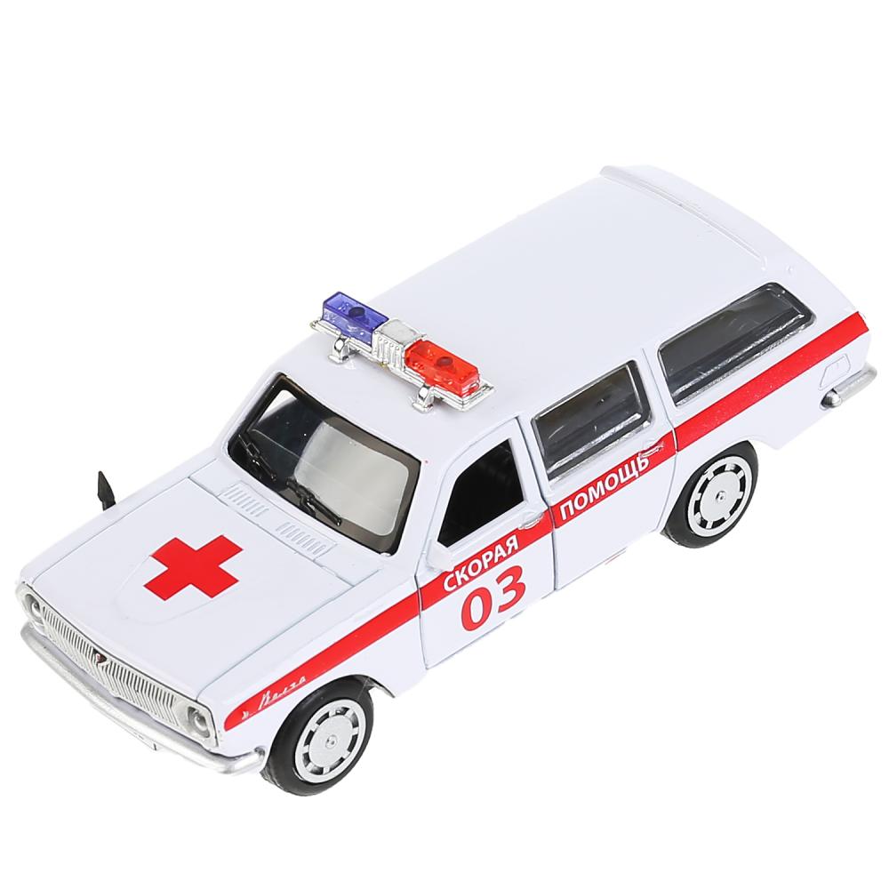 2402-12AMB-WH 303651 Машина металл ГАЗ-2402 "ВОЛГА" СКОРАЯ 12 см, двери, багаж, белая, в кор. Техн
