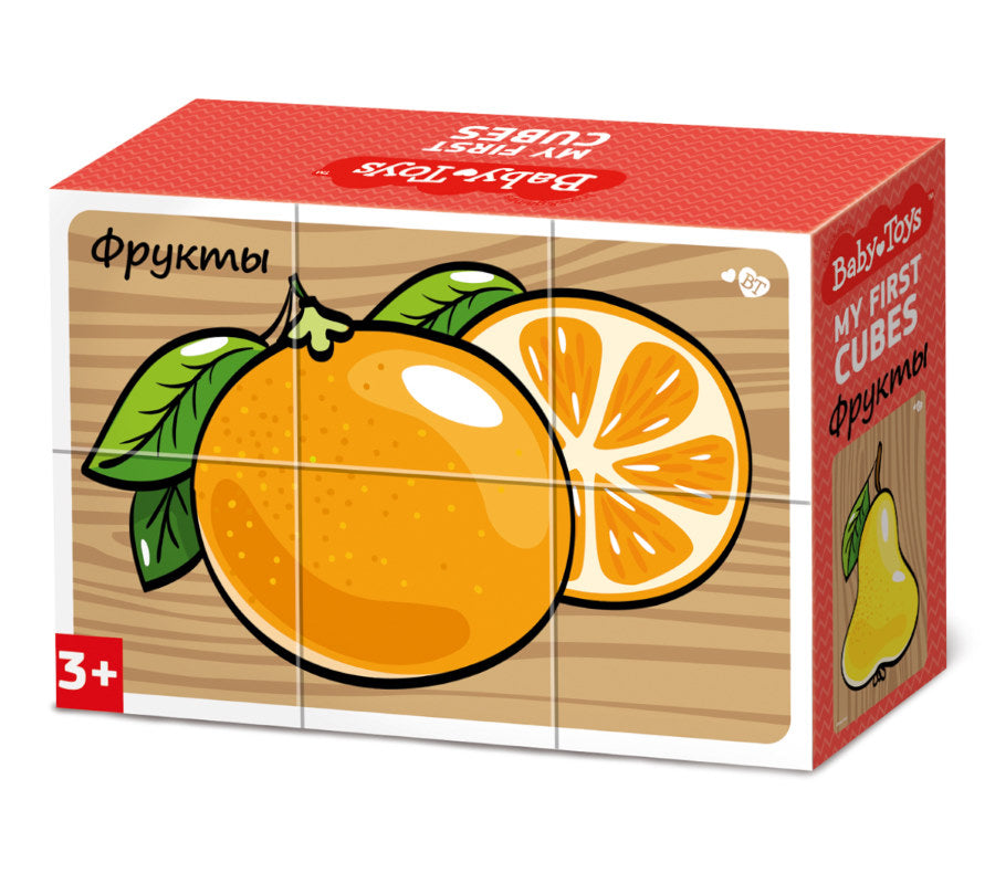 Кубики "Фрукты" (без обклейки) 6 шт Jouets pour bébé