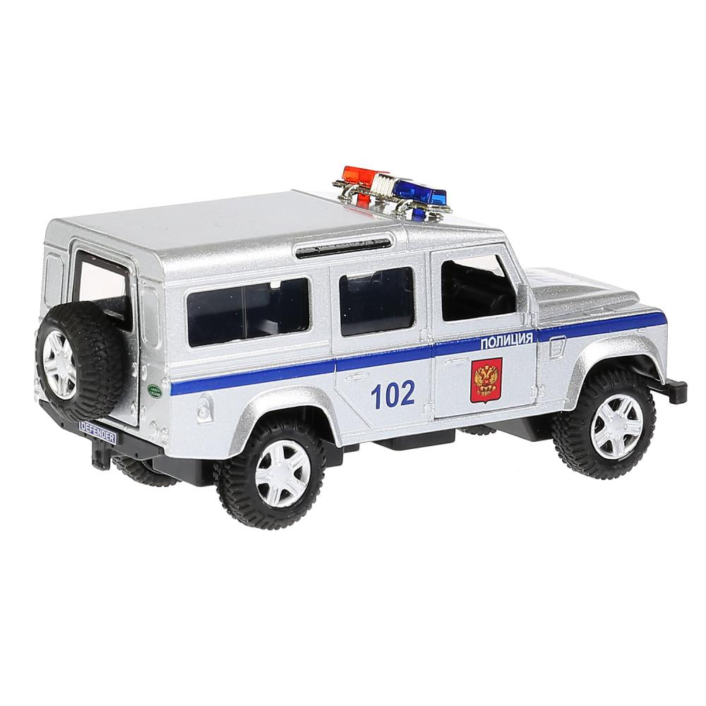 Машина металл светзвук LAND ROVER DEFENDER ПОЛИЦИЯ 12 см, дв, баг, ин, кор. Технопарк в кор.2*36шт
