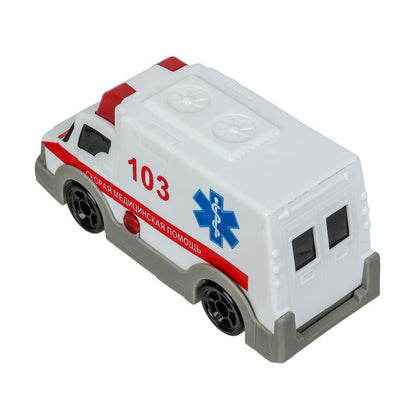 Машина пластик свет-звук СКОРАЯ ПОМОЩЬ 15 см, кор. Технопарк в кор.2*48шт