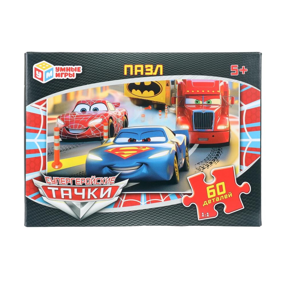 Супергеройские тачки. Пазлы в коробке 60 деталей. 190х141х35 мм. Умные игры в кор.24шт