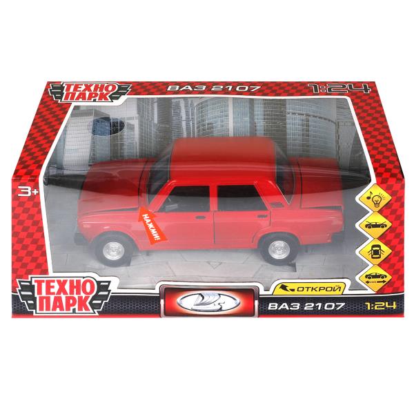 Машина металл свет-звук LADA ваз 2107, дв, кап, баг, св-зв,инер,17,5 см,крас Технопарк в кор.2*18шт