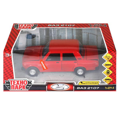 Машина металл свет-звук LADA ваз 2107, дв, кап, баг, св-зв,инер,17,5 см,крас Технопарк в кор.2*18шт