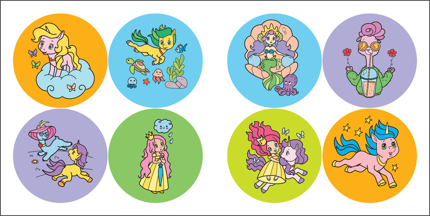 Раскрась по образцу. Единороги. Чудесный день