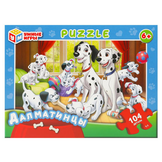 Далматинцы. Пазл классический в коробке. 104 детали. 190х141х35 мм. Умные игры в кор.24шт