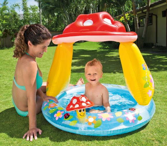 Бассейн надувной детский с навесом INTEX "Mushroom Baby Pool" (Грибок), (1-3 года), 102х89см