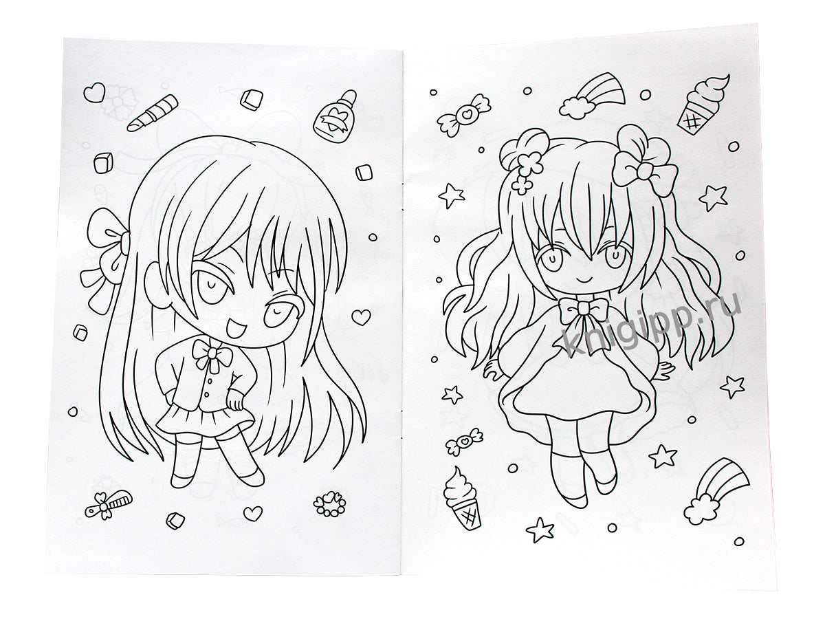 АНИМЕ-РАСКРАСКА. МАЛЫШКИ ЧИБИ