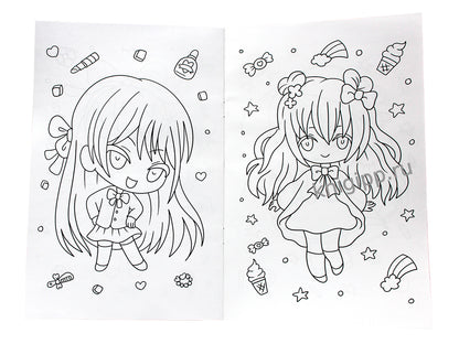 АНИМЕ-РАСКРАСКА. МАЛЫШКИ ЧИБИ