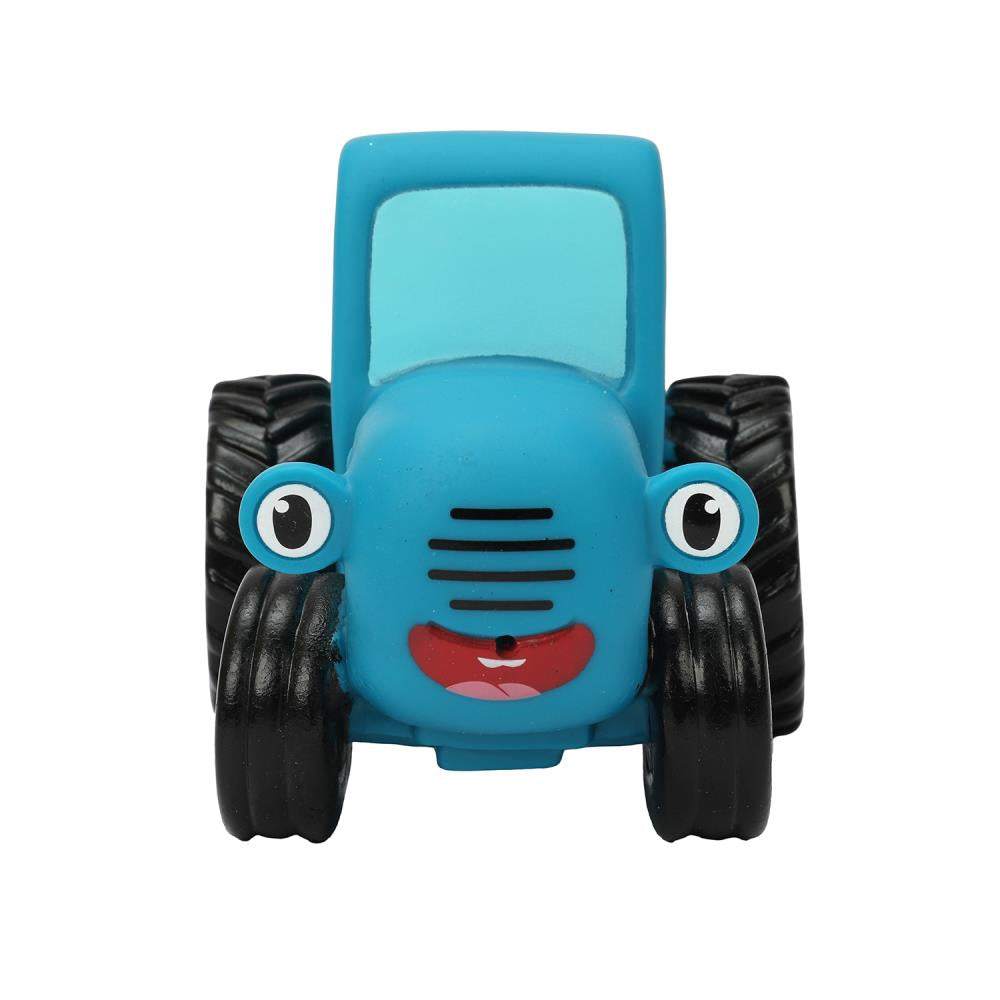 Игрушка пластизоль для ванны СИНИЙ ТРАКТОР с улыбкой 10 см, 1шт, сетка синяя КАПИТОШКА в кор.50шт