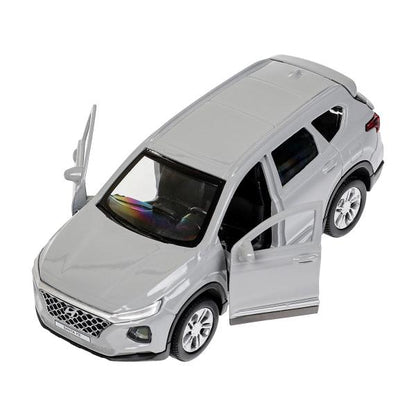 Машина металл HYUNDAI SANTAFE 12 см, двери, багаж, инерц, темно серый, кор. Технопарк в кор.2*36шт
