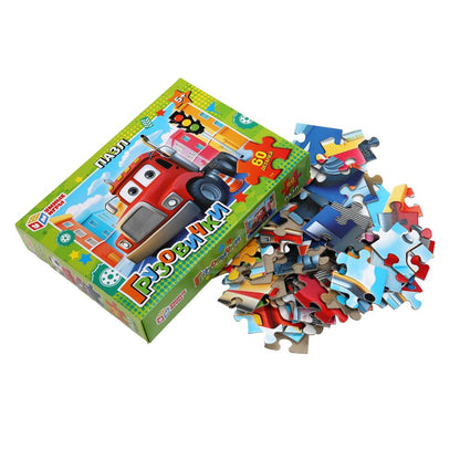 Грузовички. Пазлы в коробке 60 деталей. 190х141х35 мм. Умные игры в кор.24шт