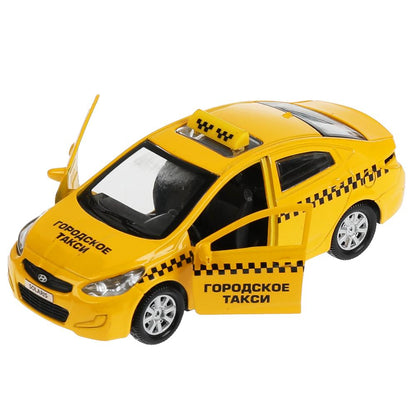 Машина металл KIA RIO/HYUNDAI SOLARIS 12 см,двери,багаж,инер,ассор,кор. Технопарк уп-12шт в кор.6уп